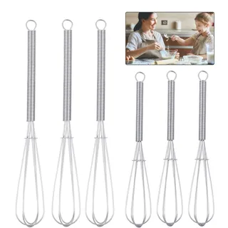 Opopark 6 Stück Profi Plus Schneebesen Set Klein Rührbesen Ballonschneebesen Mini Quirl Edelstahl Kugelschneebesen für Mischen Schlagen Aufschäumen Rühren,13cm und 18cm