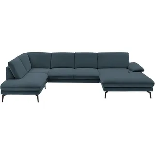 Dieter Knoll Wohnlandschaft, Dunkelblau, Metall, 4-Sitzer, U-Form, 344x208 cm, Fußauswahl, Stoffauswahl, Sitzqualitäten, seitenverkehrt erhältlich, Hocker Rücken echt, individuell planbar, Wohnzimmer, Sofas & Couches, Wohnlandschaften, Wohnlandschaften in U-Form