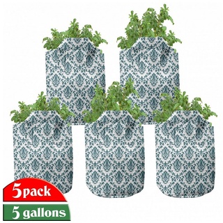 Abakuhaus Pflanzkübel hochleistungsfähig Stofftöpfe mit Griffen für Pflanzen, Damast Barocke Weinlese Boho grün 28 cm x 28 cm