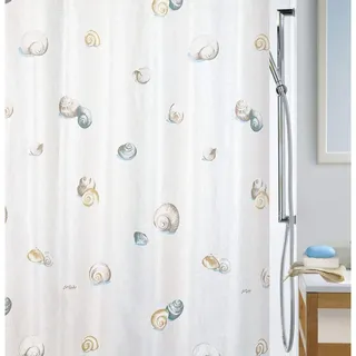 Spirella Anti-Schimmel Duschvorhang - Anti-Bakteriell, waschbar, wasserdicht, Polyester, „Escargot“ 180x180cm