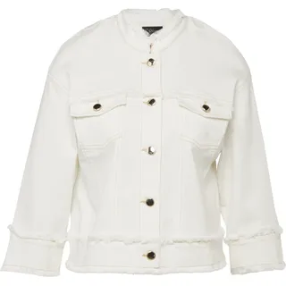Jacke aus Viskose-Baumwoll-Mix mit Fransen - creme - 34