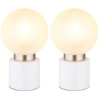 GLOBO Tischlampe Kugel Satiniert Silber/Weiß 2 St.
