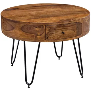 FineBuy Couchtisch FB54842 Massivholz rund 60 cm
