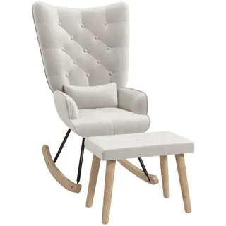 Homcom Schaukelsessel mit Hocker, Relaxsessel mit Samtoptik, Holzbeine, für Wohnzimmer, Sessel,
