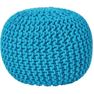 STRICK-POUF türkis, 40/40/35 cm
