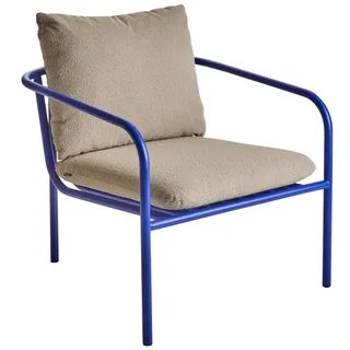 Gartensessel Bendt mit Kissen aus Aluminium, modern skandinavisch, indigo blau, gepolstert