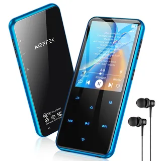 AGPTEK 16GB MP3 Player Bluetooth 5.3 mit 2,4" TFT Farbbildschirm HiFi Musik | Kinder MP3 Player mit Lautsprecher, Touch-Tasten, FM-Radio, E-Book, Aufnahme, Unterstützung bis zu 128 GB, Blau