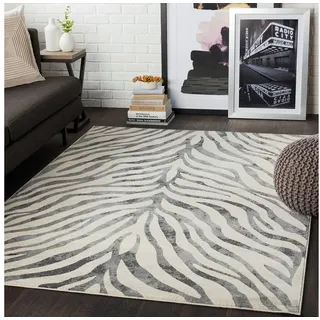 Livabliss Teppich LUANDA, rechteckig, Höhe: 11 mm, Skandinavischer Teppich, Boho Wohnzimmerteppich/Läufer im Zebra Muster grau 200 cm x 275 cm x 11 mm