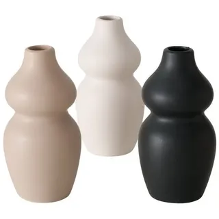 BOLTZE Dekovase Vase, 1 Stück, 16 cm, Porzellan, Beige oder Schwarz oder Cremeweiß