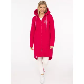 Zwillingsherz Jerseymantel ZWILLINGSHERZ "Küste Meer Moin", Damen, Gr. L/XL, pink (fuchsia), angeraute Sweatware, Obermaterial: 50% Baumwolle, 50% Polyester, Mäntel, mit großem Motiv am Rücken