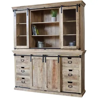 Schrank VODICE 180cm rustikal massiv Mangoholz Buffetschrank Landhaus Vintage