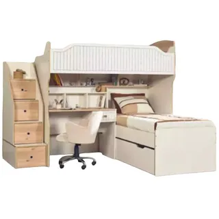 JVmoebel Schlafzimmer-Set, Etagenbett Hochbett Bett Doppelstockbett mit Schreibtisch Zwei Betten weiß