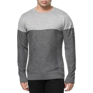 Banco Rundhalspullover Rundhals Basic Pullover Ganzjahrpullover Winter Herbst Frühling grau|silberfarben L