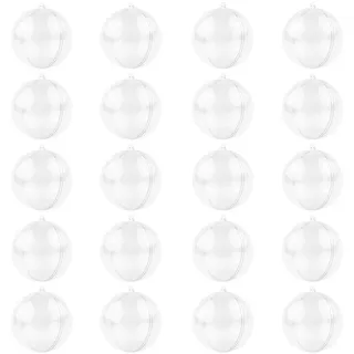 Weihnachtskugeln zum Befüllen 20 Stück Transparent 6cm Kunststoff Christbaumkugeln Acryl