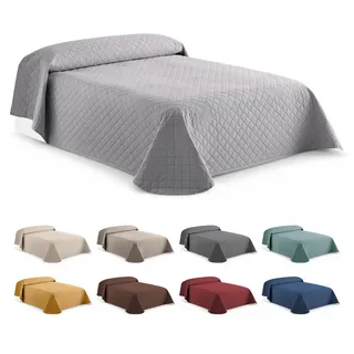 Easycosy Tagesdecke 250x260 cm Steppdecke Bettüberwurf Hellgrau