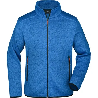 James & Nicholson Fleece Jacke (gestrickt), royal melange/red, L