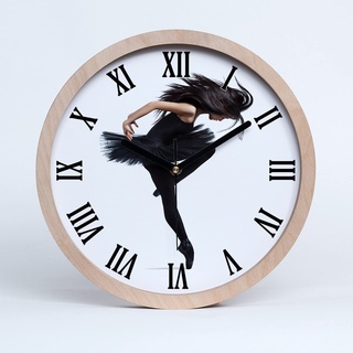 Tulup Holzuhr Wanduhr ⌀ 25cm Uhr Holz Stille Uhren Modern Runde Dekoration Schwarze Uhrzeiger - Ballerina