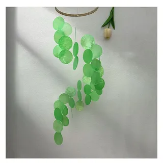 Yurosiay Muschel Windspiel Handmade Natürliche Muschel Windspiel Perlmutt Groß Windspiel Deko Bunt Windspiel Perlmutt Traumfänger Muschel Lang Windspiel Muscheln für Fenster Zimmer 77×17cm Grün