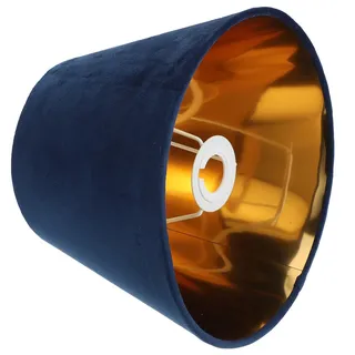 OSALADI Blauer Stoff Lampenschirm 25cm Samt mit Goldfutter E27 für Tischlampen Wohnzimmer und Dekoration
