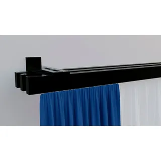 INDEKO Gardinenstange INDEKO "Bern", schwarz, L:120cm, Aluminium, Gardinenstangen, Innenlauf Komplett-Set inkl. Gleitern und Montagematerial