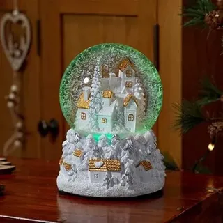 Marco Paul Weihnachts-Schneekugel mit Musik, batteriebetrieben, Dorfszene mit farbwechselnden LEDs und Auto-Timer, beleuchteter Glitzerstreuer, Neuheit, Weihnachtsdekoration für Fenster und Zuhause