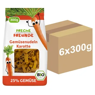 FRECHE FREUNDE Bio Gemüsenudeln Karotte, mit 25% Gemüseanteil, (6x300g)