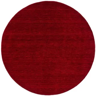 benuta Nest Wollteppich, Rot, Textil, Beton Optik, Rund, 200x200 cm, Gots, pflegeleicht, Teppiche & Böden, Teppiche, Naturteppiche