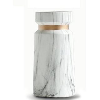 GelldG Dekovase Vase Weiß aus Hochwertigen Keramik als Moderne Marmor-Optik