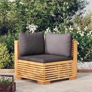 Garten-ecksofa Mit Dunkelgrauen Kissen Massivholz Teak