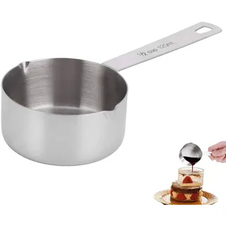 Edelstahl Messbecher, Metall Messlöffel mit Waagen, Aufbewahrungsringe Messbecher Set Dual Pour Mund Messbecher Küchenzubehör (1/2 Measuring Cup)