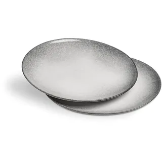 Springlane 2er-Set Teller Misty Cliff – Steingut grau meliert, kratzfest, mikrowellengeeignet & spülmaschinenfest – Speiseteller 26 cm für stilvolles Servieren