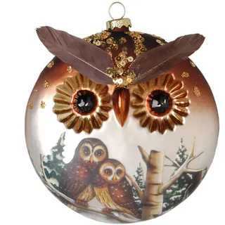 Krebs Glas Lauscha Christbaumschmuck Glas Eule Diskusform 12 cm
