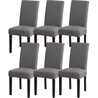 Sufdari Stuhlhussen 6Er Set Grau, Stretch Esszimmer Stuhlbezug Für Esszimmerstüh