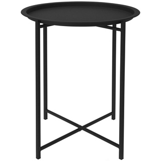 Spetebo Beistelltisch Metall Beistelltisch schwarz - 48 x 41 cm (Stück, 1-St., Beistelltisch klappbar mit Tablett), klappbarer Couchtisch mit abnehmbaren Tablett schwarz