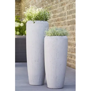 Klocke Pflanzgefäße Moderne & Hochwertige Pflanzvase/Pflanzkübel – Fiberglas - Farbe: Zement - Klein: 75cm - Mit Einsatz – Indoor & Outdoor – Wetterbeständig & Frostsicher – Vase/Kübel