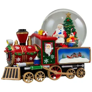 Christmas Paradise Schneekugel Spieluhr mit Weihnachtsmann im Zug 22cm (1 St), handbemalte Christbaum-Tischdeko Weihnachtsmann im Zug
