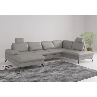 sit&more Wohnlandschaft SIT & MORE "Morris Jubi", grau (light grau), B:335cm H:82cm T:212cm, Sofas, Wohnlandschaft, wahlweise mit Armteilverstellung, Bettfunktion & Bettkasten