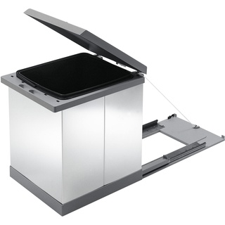 TECNOINOX Mülltrennung Möbel ausziehbar 18 Liter Farbe Edelstahl / Grau Modell Prima Inox