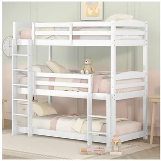 MC Star Etagenbett Etagenbett, 90*200cm, Single-Size-Holz-Dreier-Etagenbett für Kinder (weiß (90*200cm) weiß