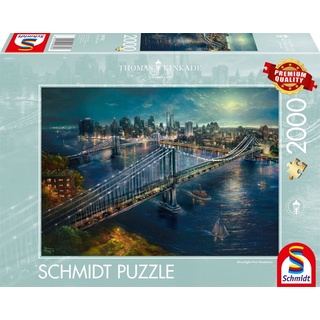 Schmidt Spiele Puzzle 2000 Teile Puzzle Thomas Kinkade Mond über Manhatten 58782, 2000 Puzzleteile