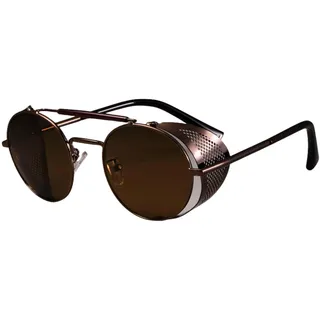 TOIPASTN Steampunk Sonnenbrille Herren Damen Retro Rund Metall Uv400 - Einheitsgröße