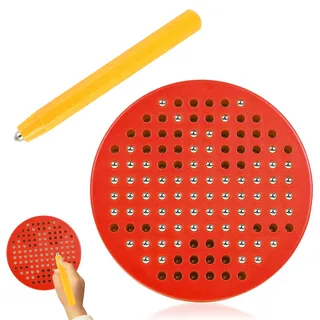 SULOLI 10cm Runde Magnettafel für Kinder – Pädagogisches Magnetspiel mit Stift, Tragbar für zu Hause & Reise, Fördert Kreativität & Konzentration (Rot)