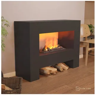 GLOW FIRE Elektrokamin Fallada Wasserdampf, Standkamin, Elektrischer Kamin, Wasserdampfkamin mit 3D Feuer und Knisterfunktion schwarz