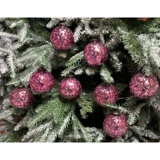 MC Trend 8er Set edle Luxus Glas Weihnachtskugeln Ø 8cm Weihnachtsbaum Kugeln Christbaumkugeln Weihnachts Deko ROT Gold Silber KLAR (8 Stück Pink Ornament)