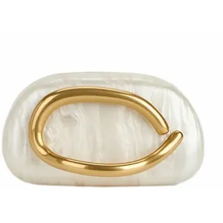 DEBIMY Damen-Clutch aus Acryl, Metallgriff, Abendtasche, trendig, für Hochzeit, Party, Freizeit, Beige - M