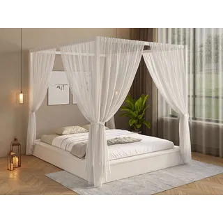 OTTO home Himmelbett Usella, Bett, Bettgestell, hohe Belastbarkeit bis 180 kg (B/T/H: 189/229,1/200 cm), aus massiver Kiefer in Kombination mit MDF, inklusive Lattenrost weiß