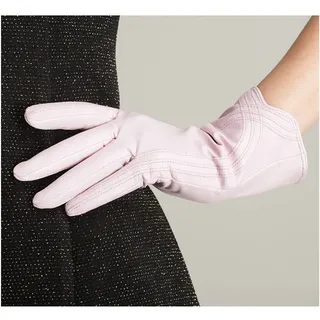 Handschuhe Frauen Lederhandschuhe Echtes Leder Thermische Kaschmir-Lining Winter warme cremey weiße fahrende Handschuhe Party Dame Handschuhe Damenhandschuhe (Color : Pink, Size : M Pam Width 18.2cm