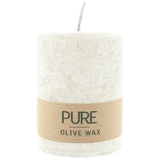 PURE OLIVE Stumpenkerze Natural, 90/70 mm, WENZEL, Brenndauer 38h, plastikfrei, vegan