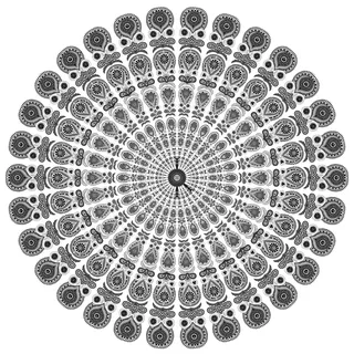 Miracle Home Mandala/Pareo Multi 305, 100% Baumwolle, Schwarz, 180 RD