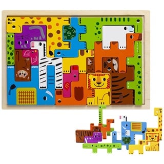 AIYING Block-Puzzle-Spielzeug für Kinder - Tier-Tangram-Puzzle | Menschen, Meerestiere, Fahrzeuge, Puzzle, Spielzeug, buntes Lernspielzeug, Geschenk für über 3 Jahre alte Jungen